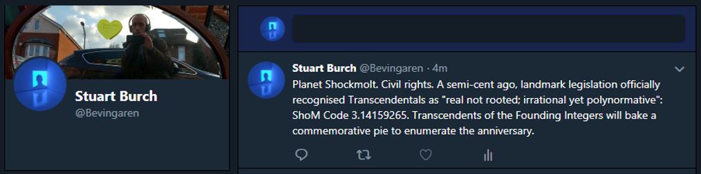 Planet Shockmolt. Civil rights. A semi-cent ago, landmark legislation officially recognised Transcendentals as 