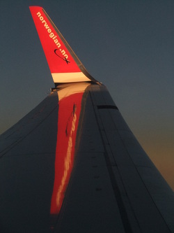Norwegian wing in the setting sun