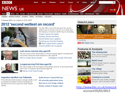 BBC news on 3 January 2013